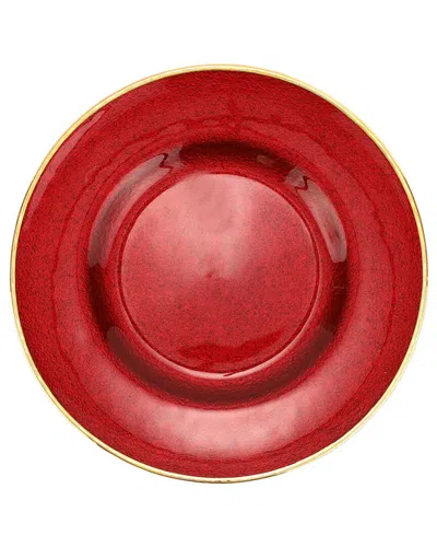 Vietri Metallic Glass Salad Plate In Red