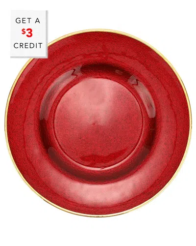 Vietri Metallic Glass Salad Plate With $3 Credit In Red