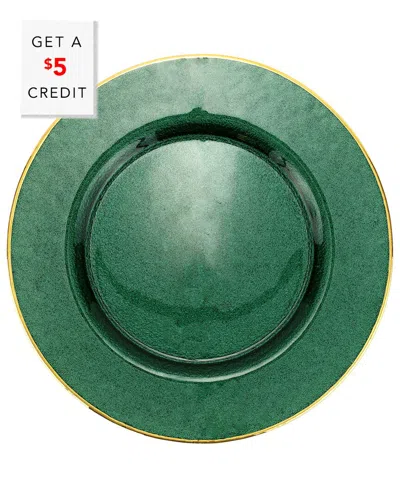 Vietri Metallic Glass Emerald Charger Plate In Green