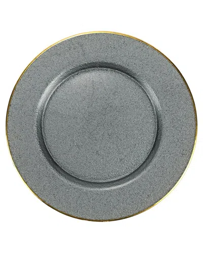 Vietri Metallic Glass Slate Service Plate/charger In Gray