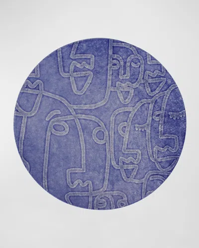 Vietri Moda Faces Round Platter In Blue