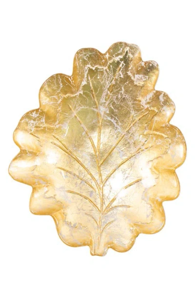 Vietri Moon Glass Leaf Bowl In Gold