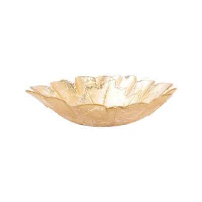 Vietri Moon Glass Leaf Medium Bowl In Gold