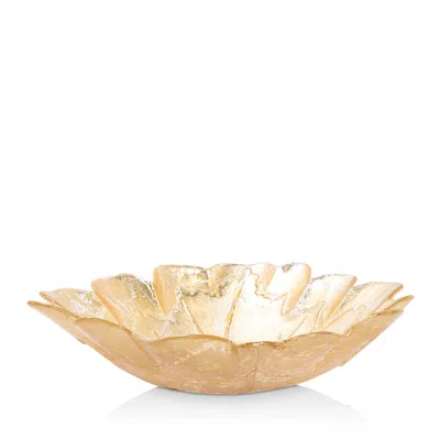 Vietri Moon Glass Leaf Medium Bowl In Gold