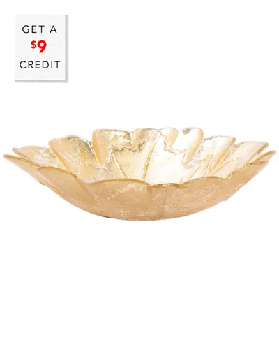 Vietri Moon Glass Leaf Medium Bowl In Gold