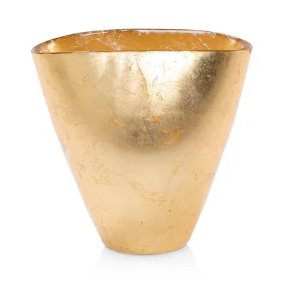 Vietri Moon Glass Leaf Medium Vase In Gold