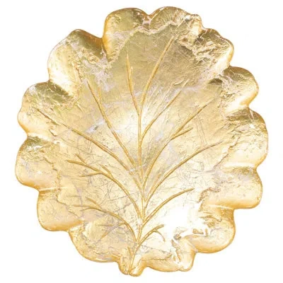 Vietri Moon Glass Leaf Platter In Gold