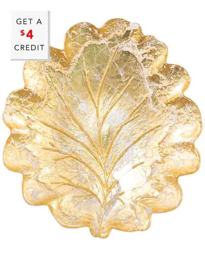 Vietri Moon Glass Leaf Salad Plate With $4 Credit In Gold