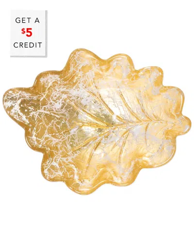 Vietri Moon Glass Leaf Small Bowl With $5 Credit In Gold