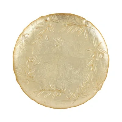 Vietri Moon Glass Olive Round Platter In Gold
