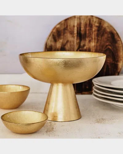 Vietri Moon Glass Small Pedestal Bowl In Gold