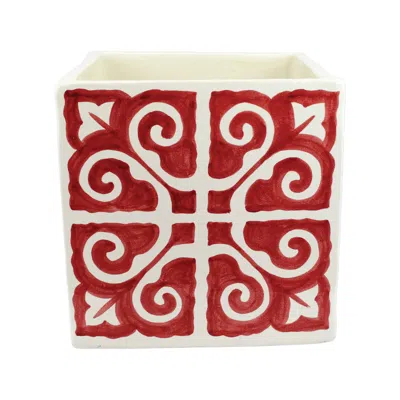 Vietri Mosaico Red Large Square Cachepot