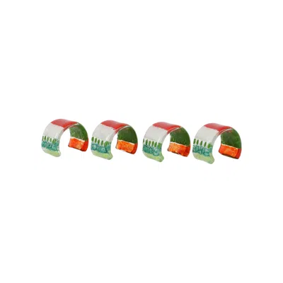 Vietri Natale Glass Napkin Rings - Set Of 4