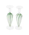 Vietri Nuovo Stripe 9.5" Candlesticks, Set Of 2 In Green
