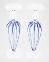 Vietri Nuovo Stripe Candlestick Holders, Set Of 2 In Blue