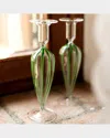 Vietri Nuovo Stripe Candlestick Holders, Set Of 2 In Green