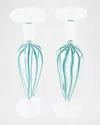 Vietri Nuovo Stripe Candlestick Holders, Set Of 2 In Teal