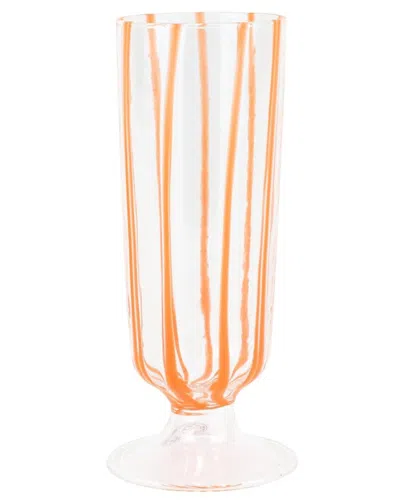 Vietri Nuovo Stripe Champagne Glass In Orange