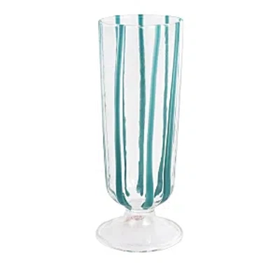 Vietri Nuovo Stripe Champagne Glass In Teal