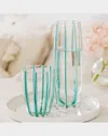 Vietri Nuovo Stripe Pitcher In Teal