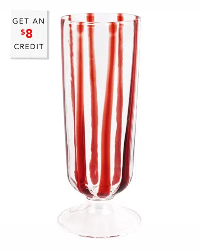 VIETRI VIETRI NUOVO STRIPE RED CHAMPAGNE GLASS  WITH $10 CREDIT