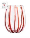 Vietri Nuovo Stripe Stemless Wine Glass In Red