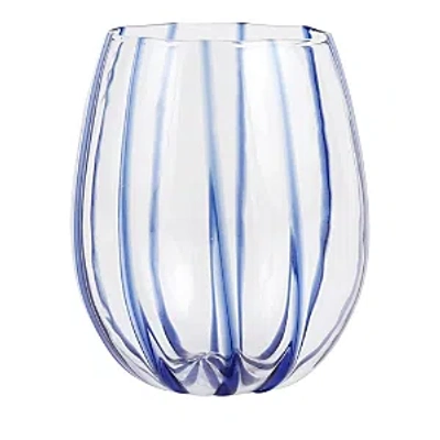 Vietri Nuovo Stripe Stemless Wine Glass In Blue