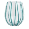 Vietri Nuovo Stripe Stemless Wine Glass In Teal