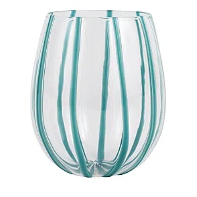 Vietri Nuovo Stripe Stemless Wine Glass In Teal