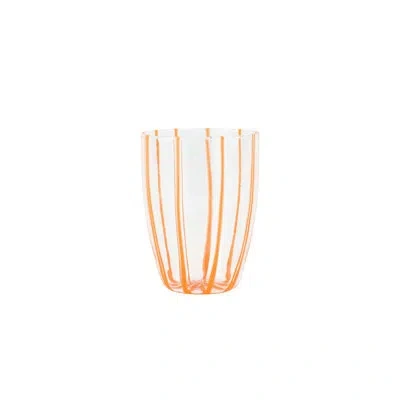 Vietri Nuovo Stripe Tall Tumbler In Clear,orange