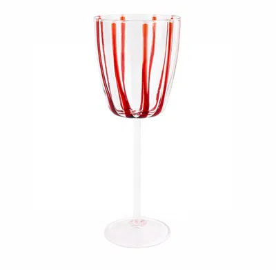 Vietri Nuovo Stripe Wine Glass In Red