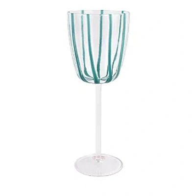 Vietri Nuovo Stripe Wine Glass In Teal