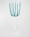 Vietri Nuovo Stripe Wine Glass In Teal