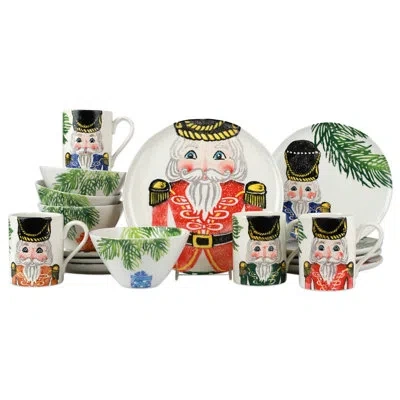 Vietri Nutcrackers Assorted 4-piece Place Setting In Red,green,black