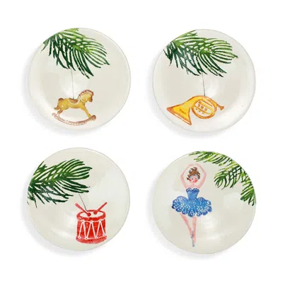 VIETRI NUTCRACKERS ASSORTED CANAPE PLATES, SET OF 4,NTC-9719-GB