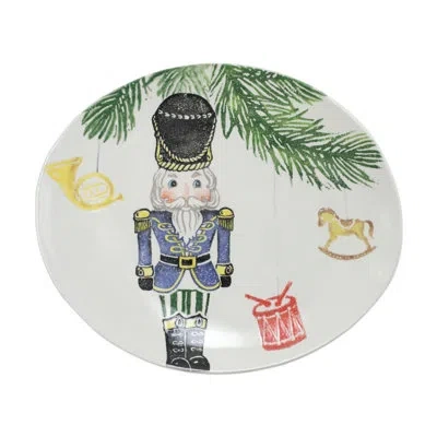 Vietri Nutcrackers Medium Oval Platter In Blue;white;green
