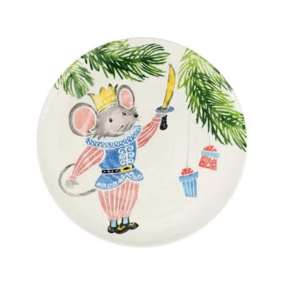 Vietri Nutcrackers Mouse King Round Platter In Green,blue,pink