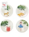 Vietri Nutcrackers Assorted Canape Plates - Set Of 4 In Multicolor