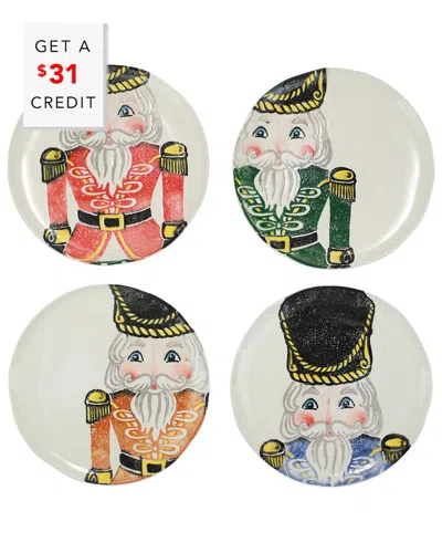 Vietri Nutcrackers Set Of 4 Assorted Dinner Plates With $31 Credit In Multicolor