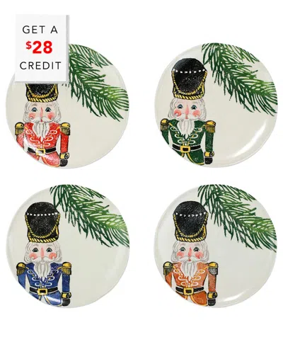 VIETRI VIETRI NUTCRACKERS SET OF 4 ASSORTED SALAD PLATES  WITH $28 CREDIT