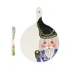Vietri Nutcrackers Cheese Board With Spreader In Blue