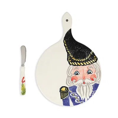 Vietri Nutcrackers Cheese Board With Spreader In Blue