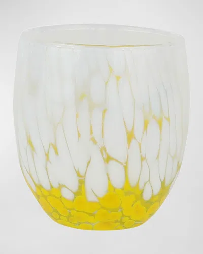 Vietri Nuvola Light Double Old Fashioned Glass In White And Yellow
