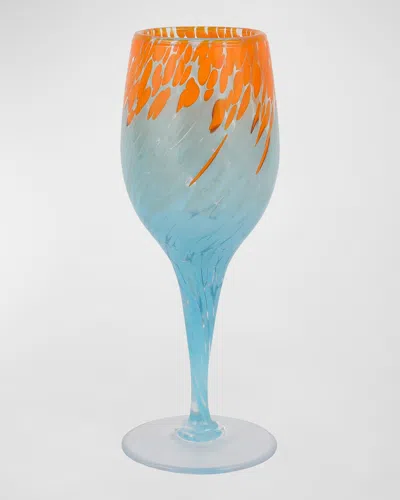 Vietri Nuvola Wine Glass In Orange Blue