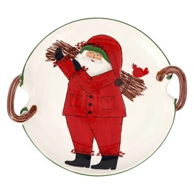 Vietri Old St. Nick 15.25'' Terra Bianca Dinner Plate In Red