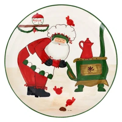Vietri Old St. Nick 15.75'' Terra Bianca Dinner Plate In Red