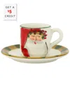 Vietri Old St. Nick 2pc Espresso Cup & Saucer With $5 Credit In Multicolor