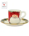 Vietri Old St. Nick 2pc Espresso Cup & Saucer With $5 Credit In Multicolor