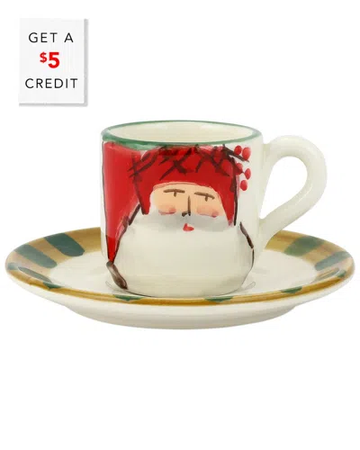 Vietri Old St. Nick 2pc Espresso Cup & Saucer With $5 Credit In Multicolor