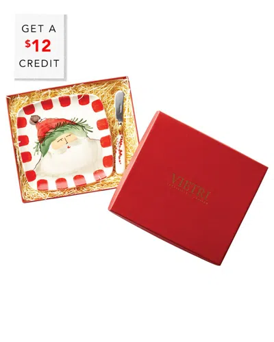Vietri Old St. Nick 2pc Square Plate With Spreader With $12 Credit In Multi